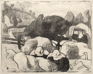 Les Bretonneries: Breton nők szénakazalban alkotó: Emile Bernard