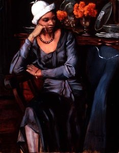 Negress Cloche kalappal (olaj, vászon) alkotó: Emile Bernard