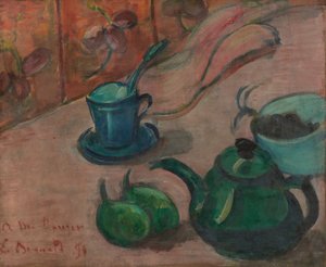 Csendélet teáskannával, csészével és gyümölccsel alkotó: Emile Bernard