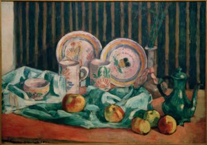 Csendélet almával és breton kerámiával alkotó: Emile Bernard