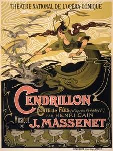 Az Opera Cendrillon plakátja, Jules Massenet alkotó: Émile Bertrand