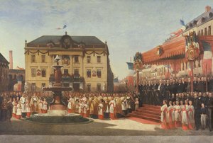 Ünnepély a Lys folyó vizének felavatására Roubaix-ban 1864-ben, 1864-ben alkotó: Emile Defrenne