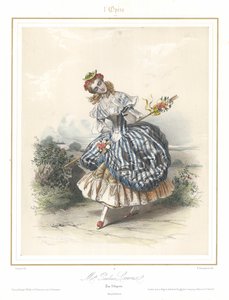 Pauline Leroux francia balett táncos a párizsi operában, 1840 (színes litó)