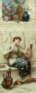 A befejező érintés (olaj a panelen) alkotó: Emile Eismann Semenowski