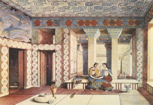 Művész benyomása a krétai Knósszoszi Palotáról, 1900 körül (litho)