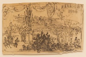 Maratoni célba érkezés képeslap Gilliéron FamGILL Louvre2024-04-05