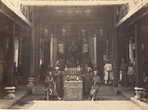Vallási szertartás a Cholen kínai pagodában, Saigon, Cochinchina, 1866. alkotó: Emile Gsell