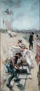 A párizsi Hotel de Ville épületét építő munkások alkotó: Emile Henri Blanchon