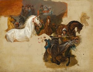 A lovas nélküli lovak versenye, 1820 körül