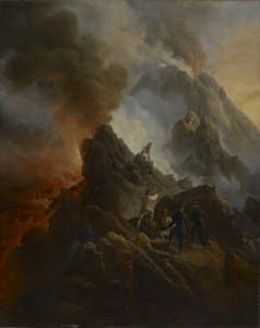 A Vezúv kitörése, a művész és apja, Carle Vernet, az előtérben., c. 1822 alkotó: Emile Jean Horace Vernet