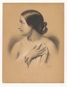 Fiatal nő karkötővel fedezi magát La pudeur (cím a tárgyon) Válogatott művészek tanulmányai (sorozat címe) Etudes choisies (sorozat címe az objektumon)