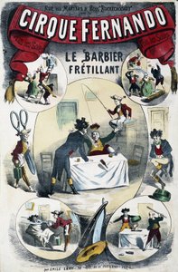 Cirque Fernando: Az író borbély – Lévy plakátja, 19. század vége alkotó: Emile Levy