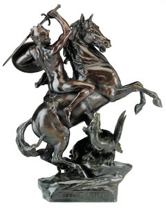 Bellerophon megöli a kimérát (bronz) alkotó: Emile Louis (after) Picault