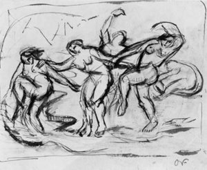 Figura kompozíció fürdőző és táncoló nőkkel. alkotó: Emile Othon Friesz