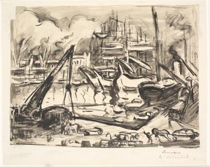 A Kattendick kikötő medencéje Antwerpenben. alkotó: Emile Othon Friesz