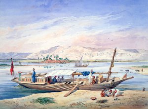 „Egy csónak a Níluson, Egyiptom”, 19. század alkotó: Emile Prisse d