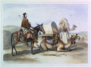 Kafila tevével Hodesh-t hordozó, illusztráció a Nílus völgyéből, Lehnert metszete, pub. Lemercier, 1848 alkotó: Emile Prisse d