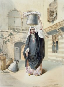A kairói Hammamból hazatérő fiatal arab lány, illusztráció a "The Valley of the Nile" című képből, Emile Desmaisons (1812-80) metszete, Lemercier kiadó, 1848.