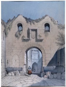 Kilátás a körúti kapura. Mont Saint Michel. Emile Sagot rajza: Musee Municipal d