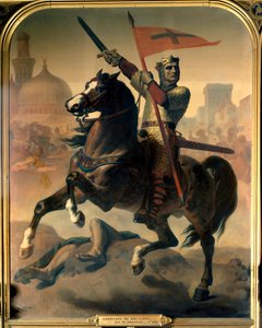 Godefroi (vagy Godefroy) Bouillon (1040/61-1100), jeruzsálemi király lovas portréja Emile Signol (1804-1892) festménye, 1844 Méret: 2,98 x 2,30 m Versailles. Chateau Múzeum