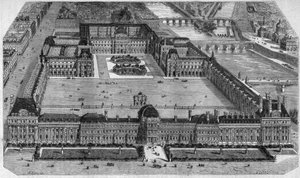 A párizsi Louvre általános képe, a Tuileriák kertjéből