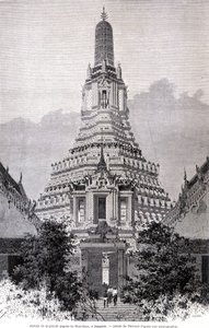 A nagy Wat-Chan pagoda portálja, Bangkok. Thérond rajza.