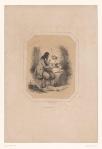 Két breton szerető Les Amours Bretonnes (cím a tárgyon) alkotó: Émilien Desmaisons