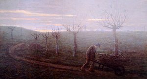 Erdőből hazatérve, Emilio Longoni (1859-1932), olaj, vászon, 67x120 cm