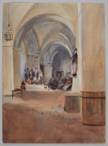 Egy dohánygyár belseje Sevillában, 1900 körül. Ceruza és akvarell