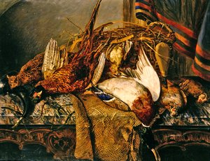 Csendélet fácánokkal egy márványasztalon, 1850 körül (olaj, vászon)