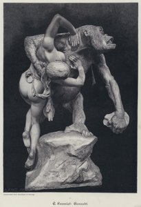Gorilla, aki magával vitt egy nőt (metszet) alkotó: Emmanuel (after) Fremiet