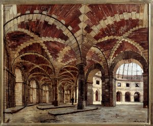 A régi búzacsarnok belső képe. Emmanuel Lansyer festménye (1835-1893) alkotó: Emmanuel Lansyer