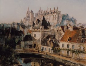 Loches vára és a Porte des Cordeliers, kilátás a fonómalomból