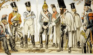 Armee Francaise 1810 balról jobbra ló-lóbíró lancier Houzard-lovas Dutrain Sárkány