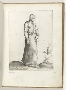 Een vrouw uit Spanje, gekleed volgens de mode van ca. 1550 Korunk különböző nemzeteinek attitűdjei (sorozat címe) alkotó: Enea Vico