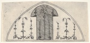 Lancetta alakú, groteszk díszítésű tábla, 1541. alkotó: Enea Vico