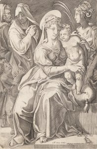 A Szent Család Szent Annával és Szent Katalinnal, 1542, 1627–50. alkotó: Enea Vico