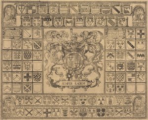Címerek VII. Henrik, VIII. Henrik, VI. Edward és Mária sarokportréival alkotó: English 16th Century