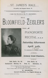 Fannie Bloomfield-Zeisler koncertjének reklámja alkotó: English Photographer