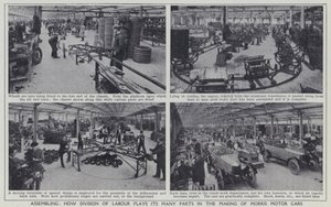 Összeszerelés, hogyan játszik szerepet a munkamegosztás a Morris Motor Cars gyártásában (f/w fotó) alkotó: English Photographer