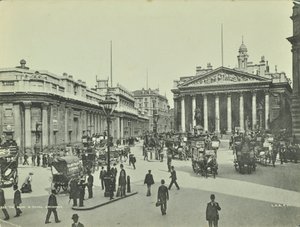 Bank of England és Royal Exchange, Threadneedle Street, City of London, 1890 alkotó: English Photographer