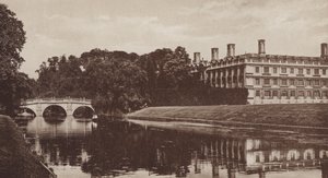 Clare College and Bridge, Cambridge (f/w fotó) alkotó: English Photographer