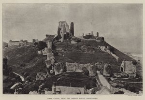 Corfe kastély, a Church Tower felől, Dorsetshire