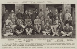Krikett Indiában, a Bombay elnökségét és a Bombay Parsees-t képviselő csapatok az elnökségi mérkőzésen alkotó: English Photographer
