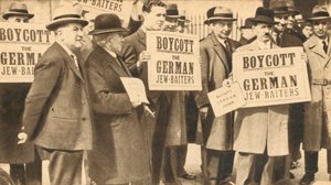 Tüntetés a londoni Hyde Parkban Hitler németországi zsidóüldözése ellen tiltakozva alkotó: English Photographer
