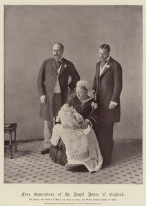 Az angol királyi ház négy generációja, a királynő, a walesi herceg, York hercege és Edward Albert yorki herceg