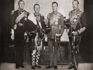V. György király öt fia közül négy balról jobbra, György herceg, Kent hercege, VIII. Edward király, később Windsor hercege, Albert herceg, York hercege, később VI. György király, Henrik herceg, herceg alkotó: English Photographer