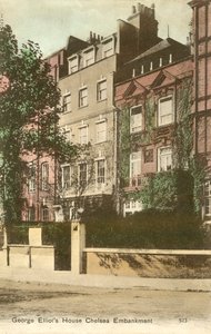 George Elliot háza, Cheyne Walk, Chelsea Embankment, London (színes fénykép) alkotó: English Photographer