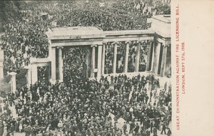 Nagy demonstráció az engedélyezési törvény ellen, London, 1908. szeptember 27 alkotó: English Photographer