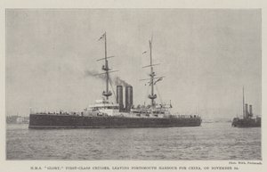 HMS Glory, első osztályú cirkáló, Portsmouth kikötőjéből Kínába indul november 24-én alkotó: English Photographer